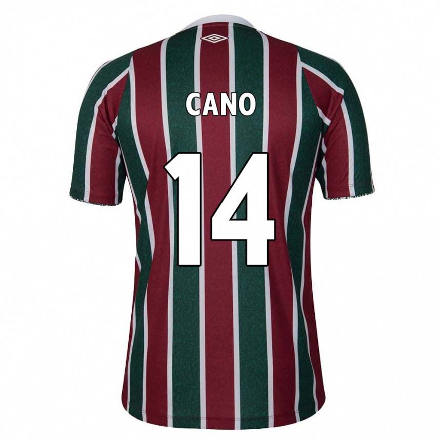 Kinder Fußball Germán Cano #14 Grün Kastanienbraun Weiß Heimtrikot Trikot 2024/25 T-Shirt Luxemburg