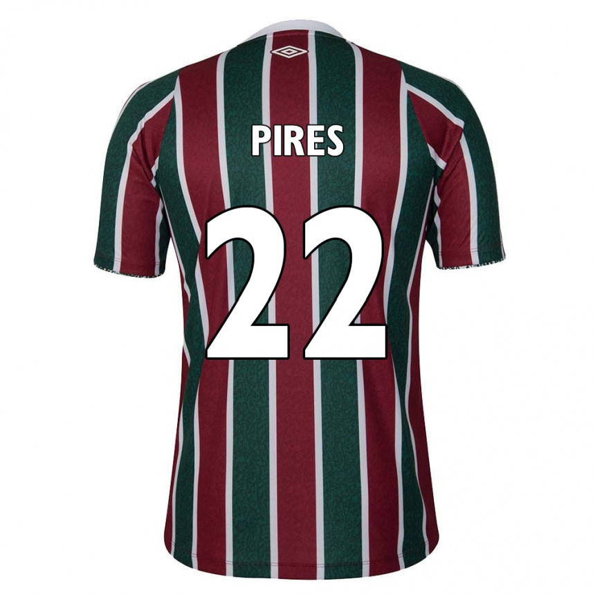 Kinder Fußball Gabriel Pires #22 Grün Kastanienbraun Weiß Heimtrikot Trikot 2024/25 T-Shirt Luxemburg