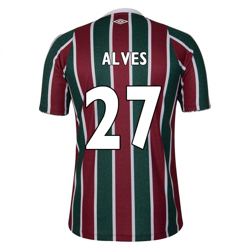 Kinder Fußball Felipe Alves #27 Grün Kastanienbraun Weiß Heimtrikot Trikot 2024/25 T-Shirt Luxemburg