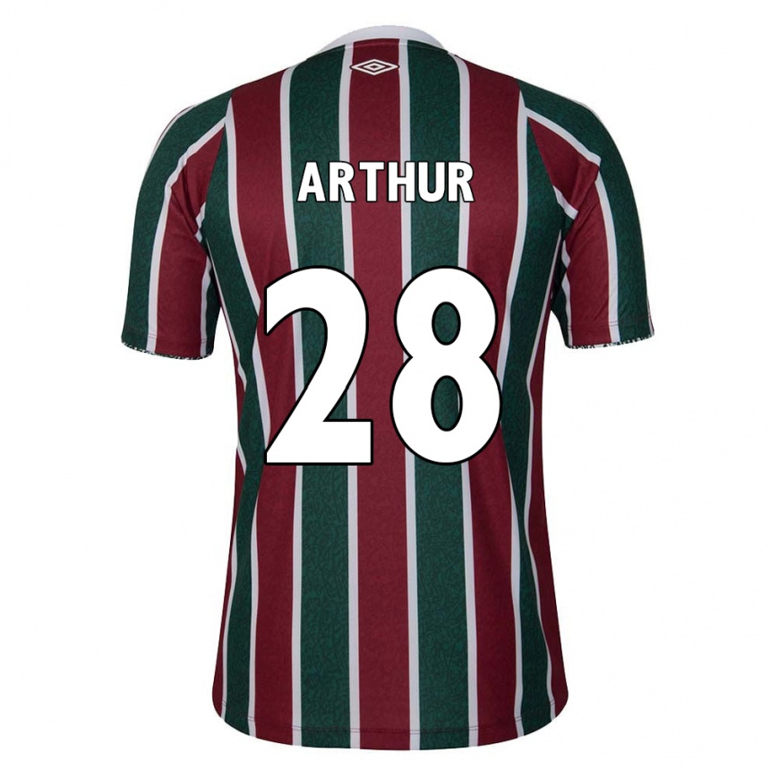 Kinder Fußball Arthur #28 Grün Kastanienbraun Weiß Heimtrikot Trikot 2024/25 T-Shirt Luxemburg