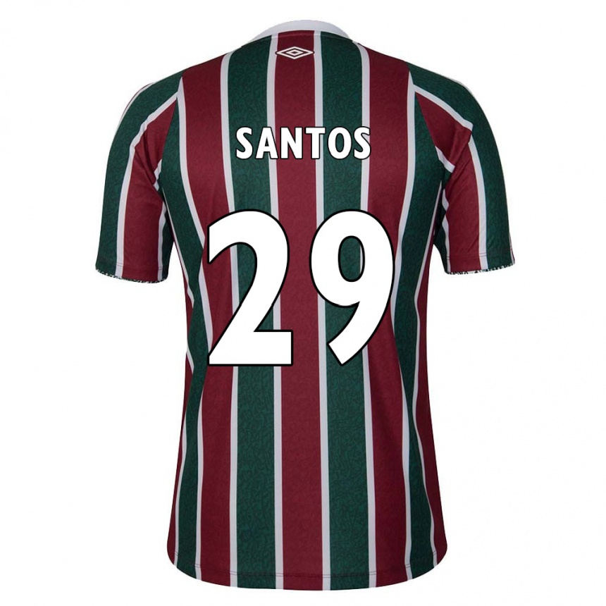 Kinder Fußball Thiago Santos #29 Grün Kastanienbraun Weiß Heimtrikot Trikot 2024/25 T-Shirt Luxemburg