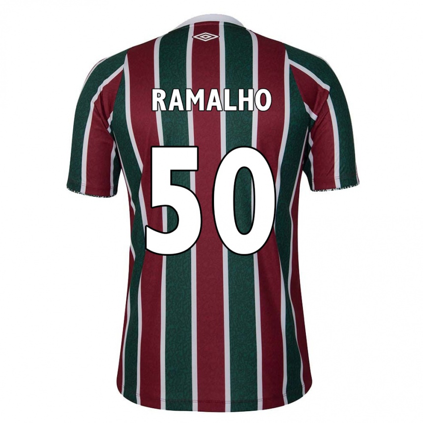 Kinder Fußball Gustavo Ramalho #50 Grün Kastanienbraun Weiß Heimtrikot Trikot 2024/25 T-Shirt Luxemburg