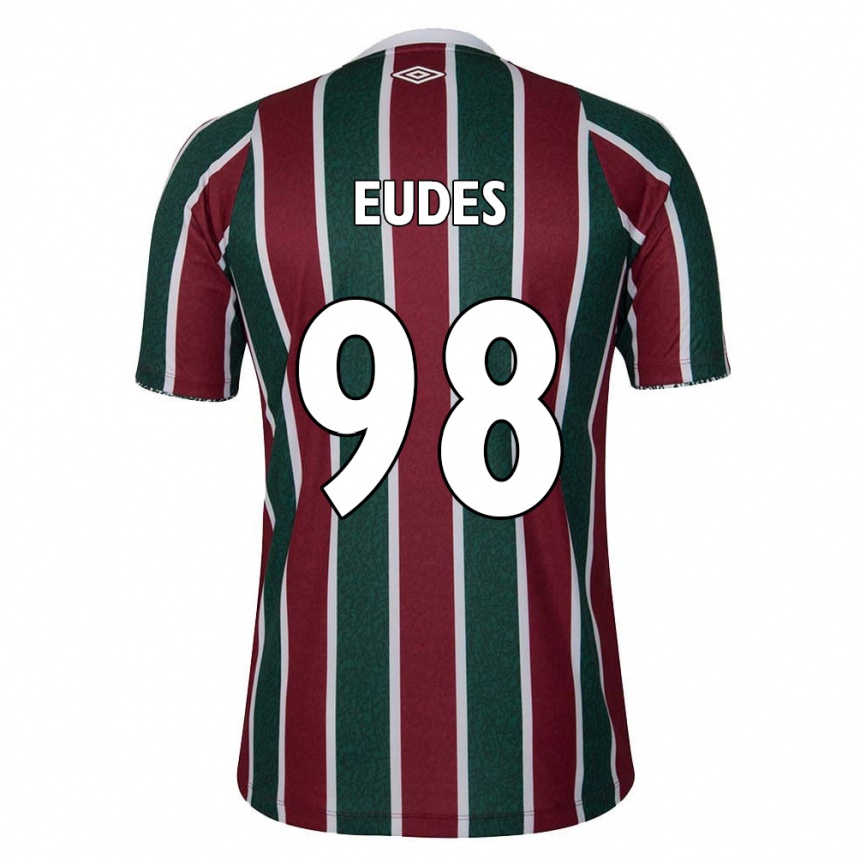 Kinder Fußball Vitor Eudes #98 Grün Kastanienbraun Weiß Heimtrikot Trikot 2024/25 T-Shirt Luxemburg