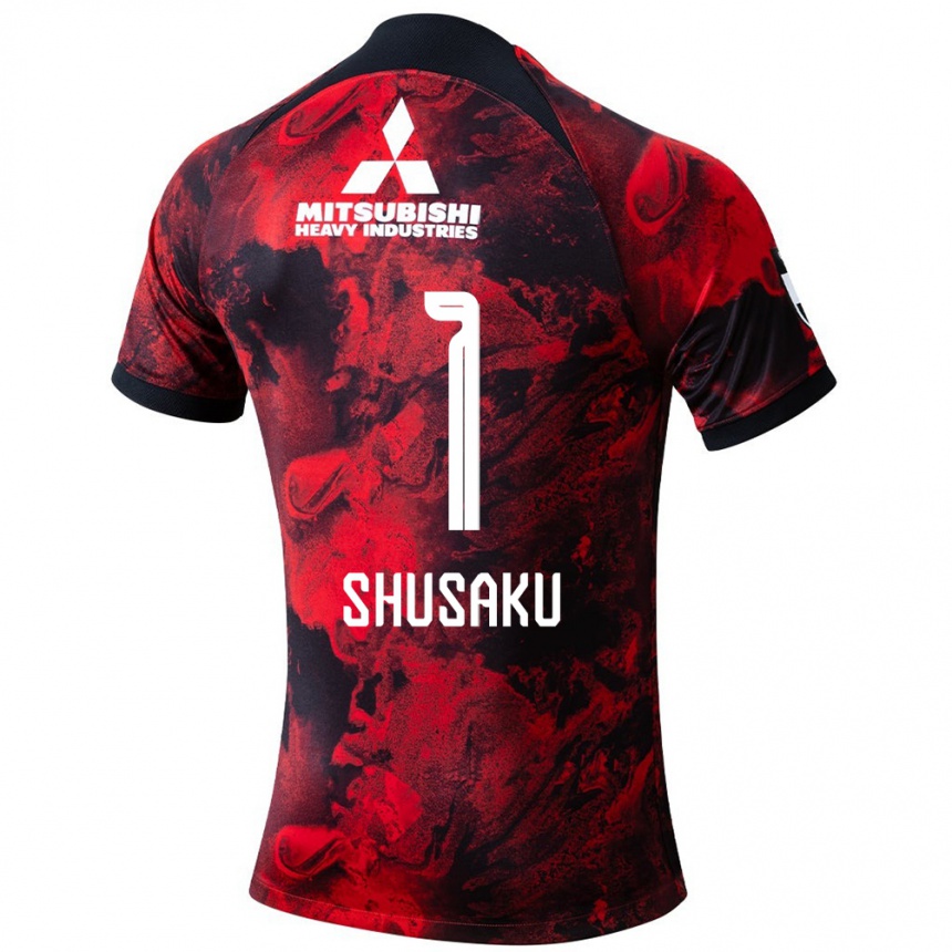 Kinder Fußball Shusaku Nishikawa #1 Rot Schwarz Heimtrikot Trikot 2024/25 T-Shirt Luxemburg