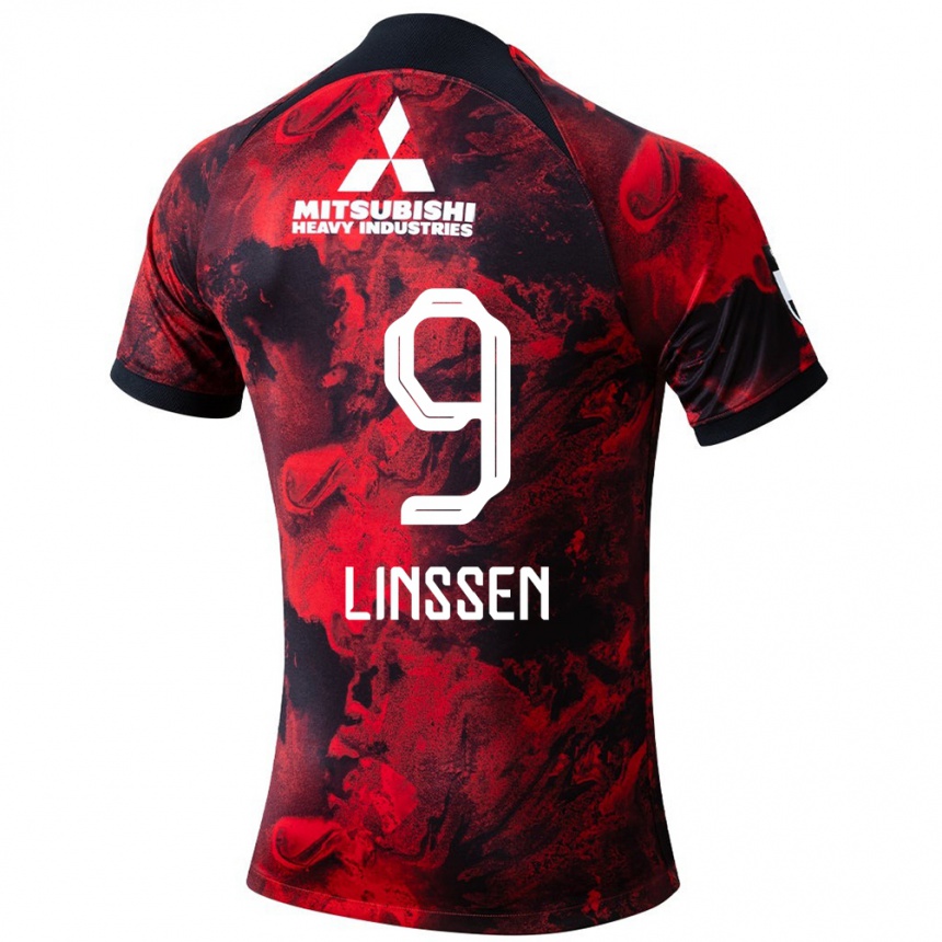 Kinder Fußball Bryan Linssen #9 Rot Schwarz Heimtrikot Trikot 2024/25 T-Shirt Luxemburg