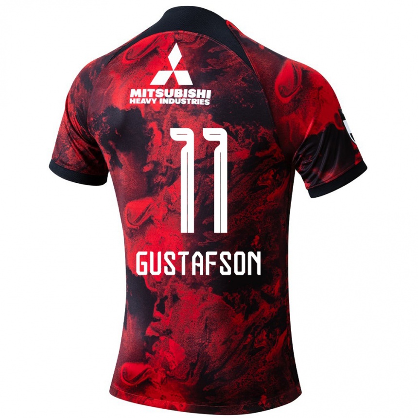 Kinder Fußball Samuel Gustafson #11 Rot Schwarz Heimtrikot Trikot 2024/25 T-Shirt Luxemburg