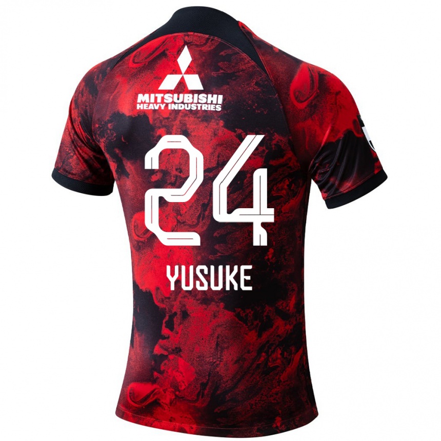 Kinder Fußball Yusuke Matsuo #24 Rot Schwarz Heimtrikot Trikot 2024/25 T-Shirt Luxemburg