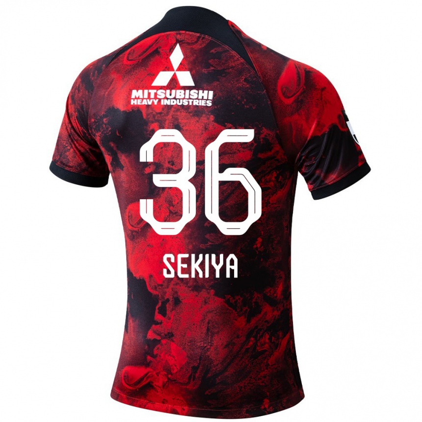 Kinder Fußball Hikaru Sekiya #36 Rot Schwarz Heimtrikot Trikot 2024/25 T-Shirt Luxemburg