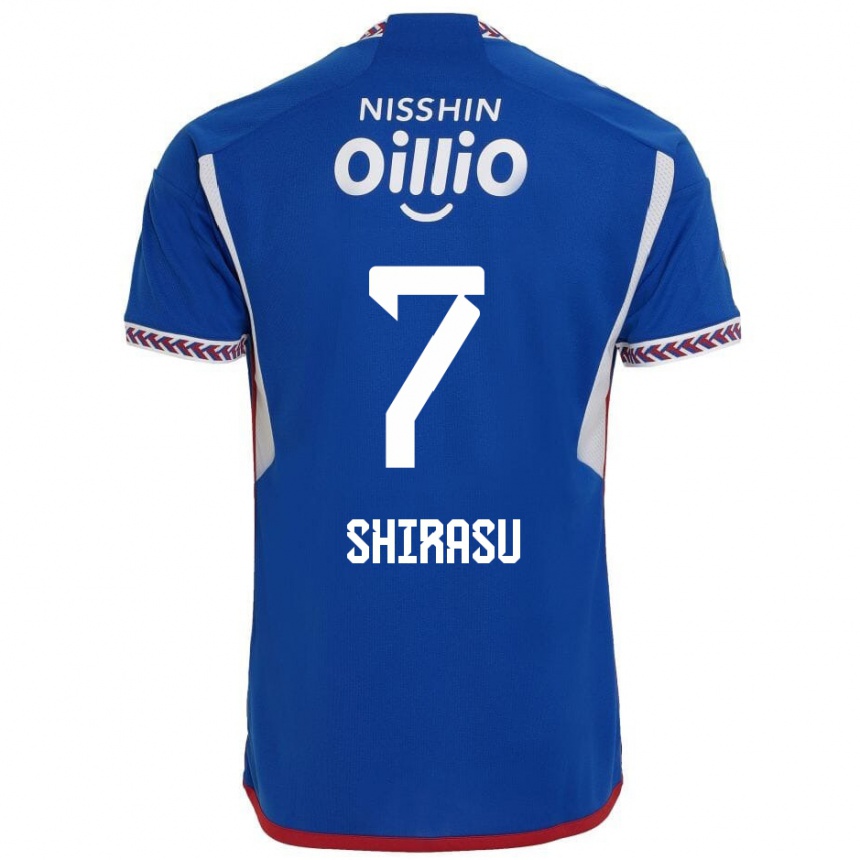 Kinder Fußball Kento Shirasu #7 Blau Weiß Rot Heimtrikot Trikot 2024/25 T-Shirt Luxemburg