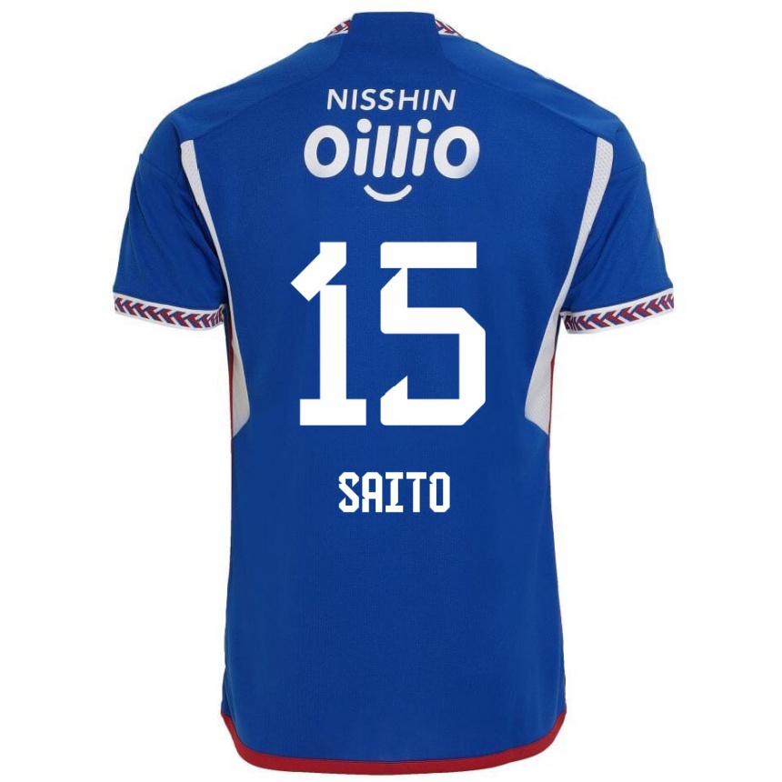 Kinder Fußball Haru Saito #15 Blau Weiß Rot Heimtrikot Trikot 2024/25 T-Shirt Luxemburg