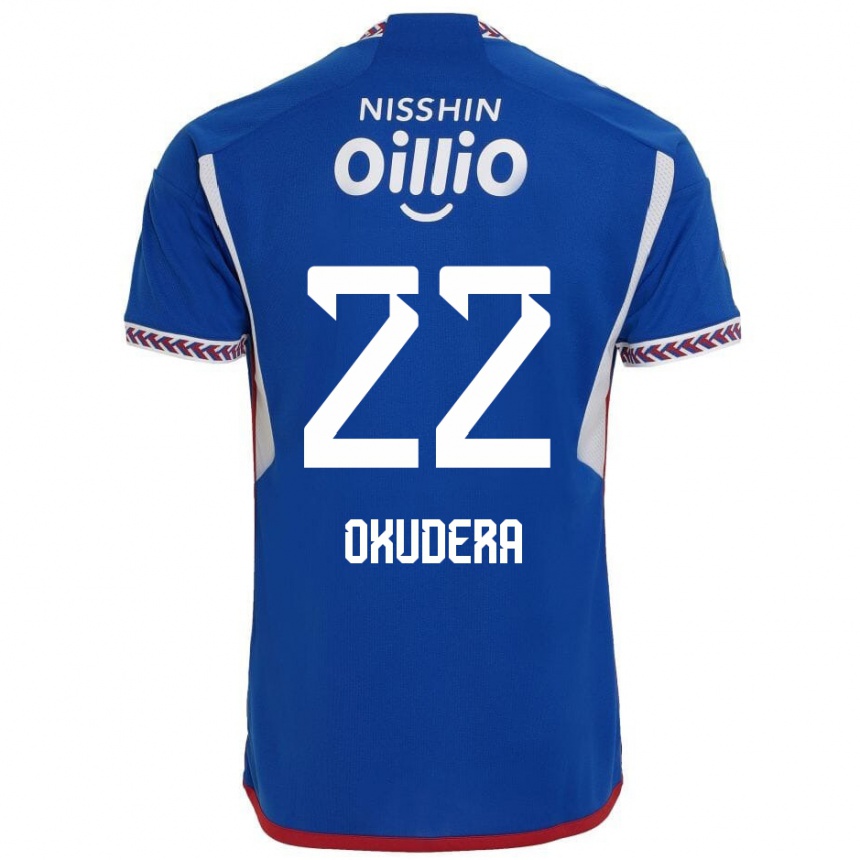 Kinder Fußball Minato Okudera #22 Blau Weiß Rot Heimtrikot Trikot 2024/25 T-Shirt Luxemburg