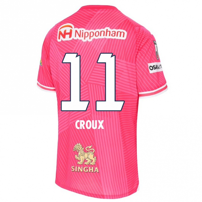 Kinder Fußball Jordy Croux #11 Rosa Weiß Heimtrikot Trikot 2024/25 T-Shirt Luxemburg