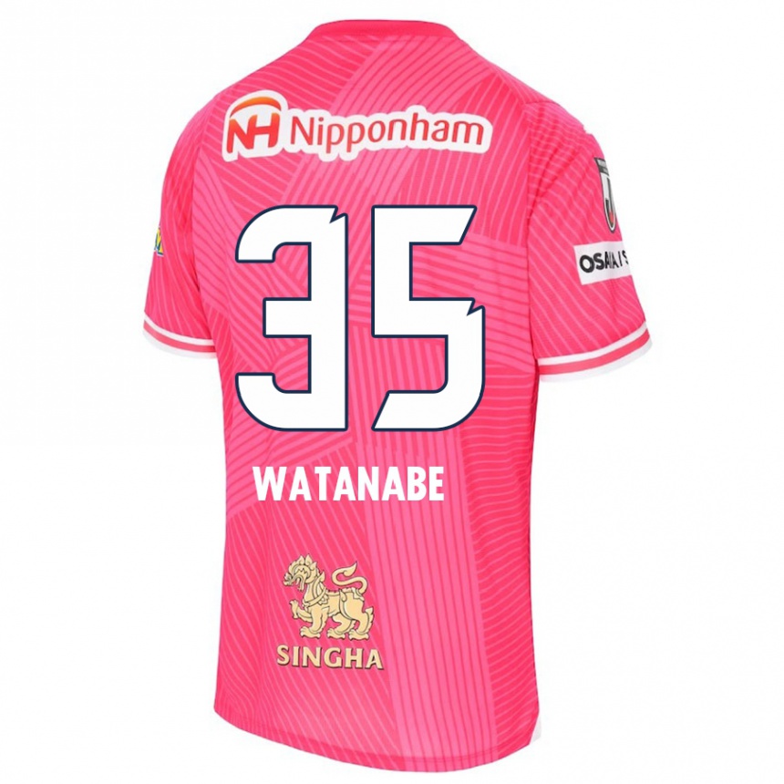 Kinder Fußball Ryo Watanabe #35 Rosa Weiß Heimtrikot Trikot 2024/25 T-Shirt Luxemburg