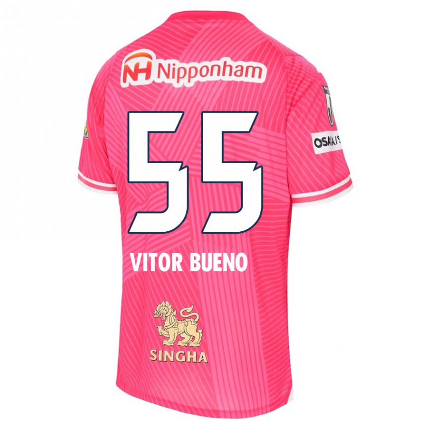 Kinder Fußball Vitor Bueno #55 Rosa Weiß Heimtrikot Trikot 2024/25 T-Shirt Luxemburg