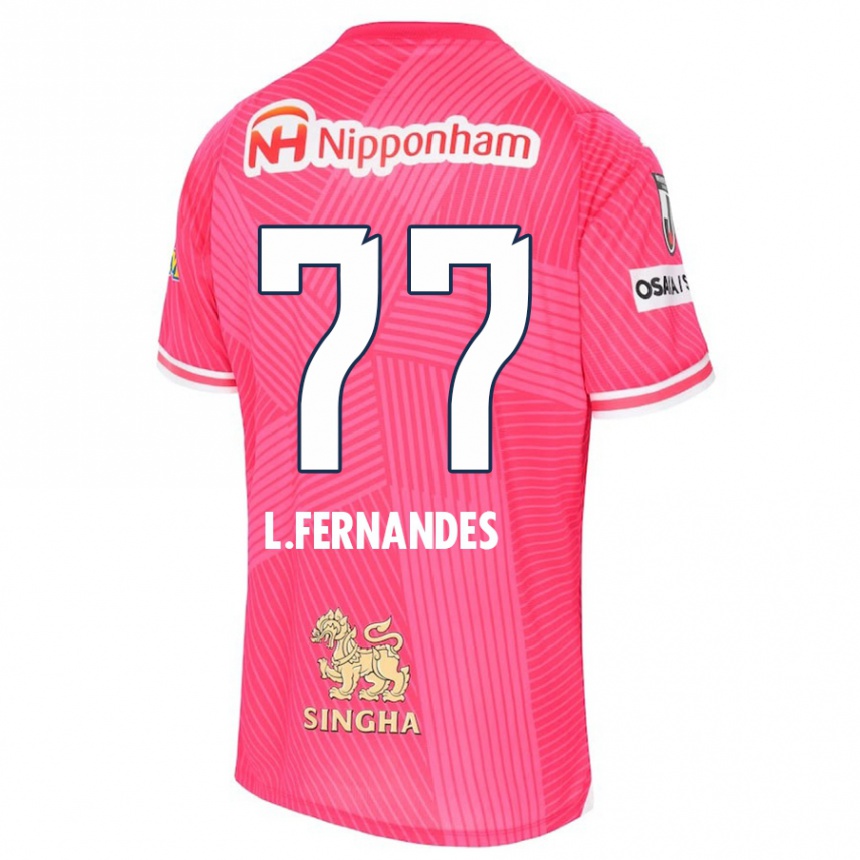 Kinder Fußball Lucas Fernandes #77 Rosa Weiß Heimtrikot Trikot 2024/25 T-Shirt Luxemburg