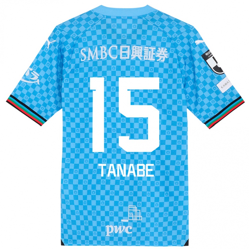 Kinder Fußball Shuto Tanabe #15 Azurblau Heimtrikot Trikot 2024/25 T-Shirt Luxemburg