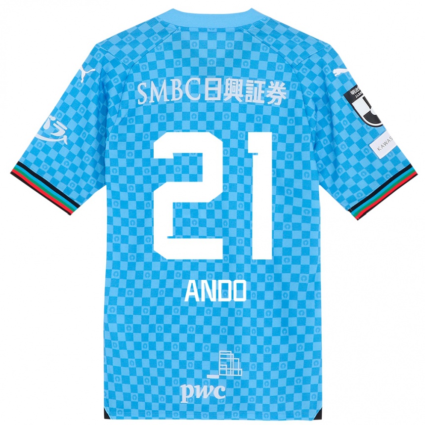 Kinder Fußball Shunsuke Ando #21 Azurblau Heimtrikot Trikot 2024/25 T-Shirt Luxemburg