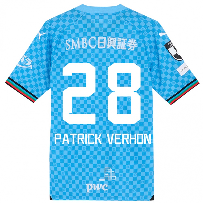 Kinder Fußball Patrick Verhon #28 Azurblau Heimtrikot Trikot 2024/25 T-Shirt Luxemburg