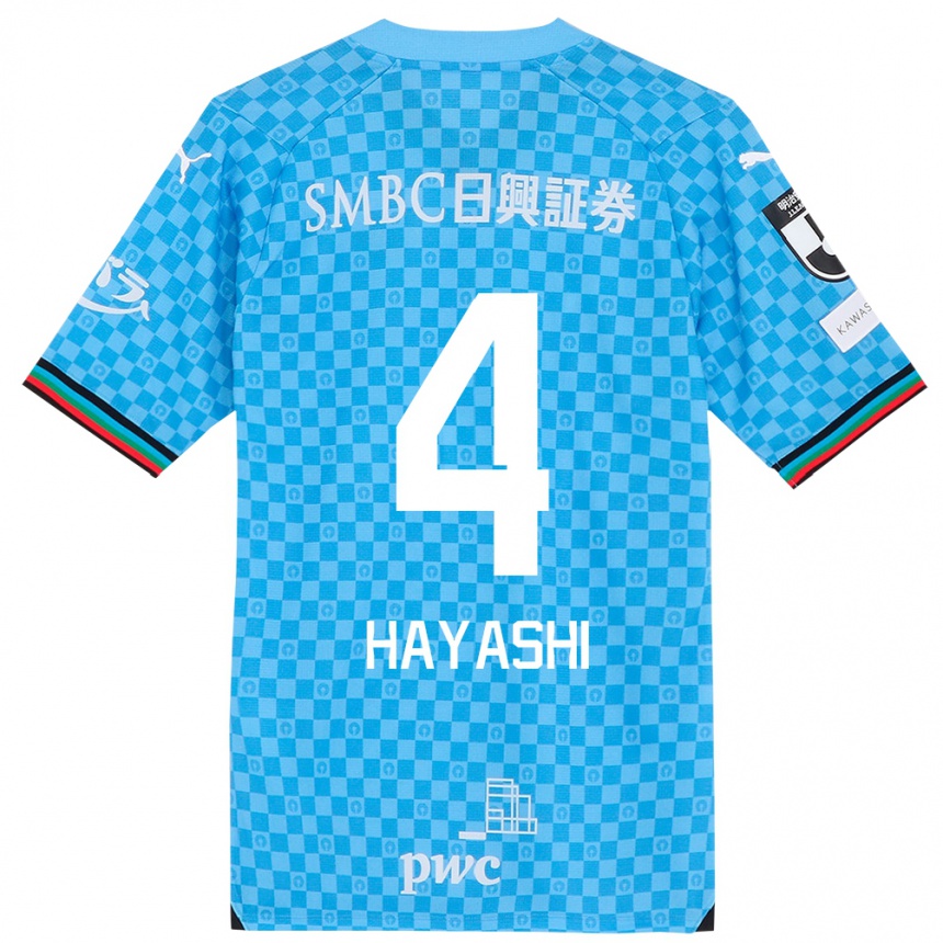 Kinder Fußball Shunsuke Hayashi #4 Azurblau Heimtrikot Trikot 2024/25 T-Shirt Luxemburg