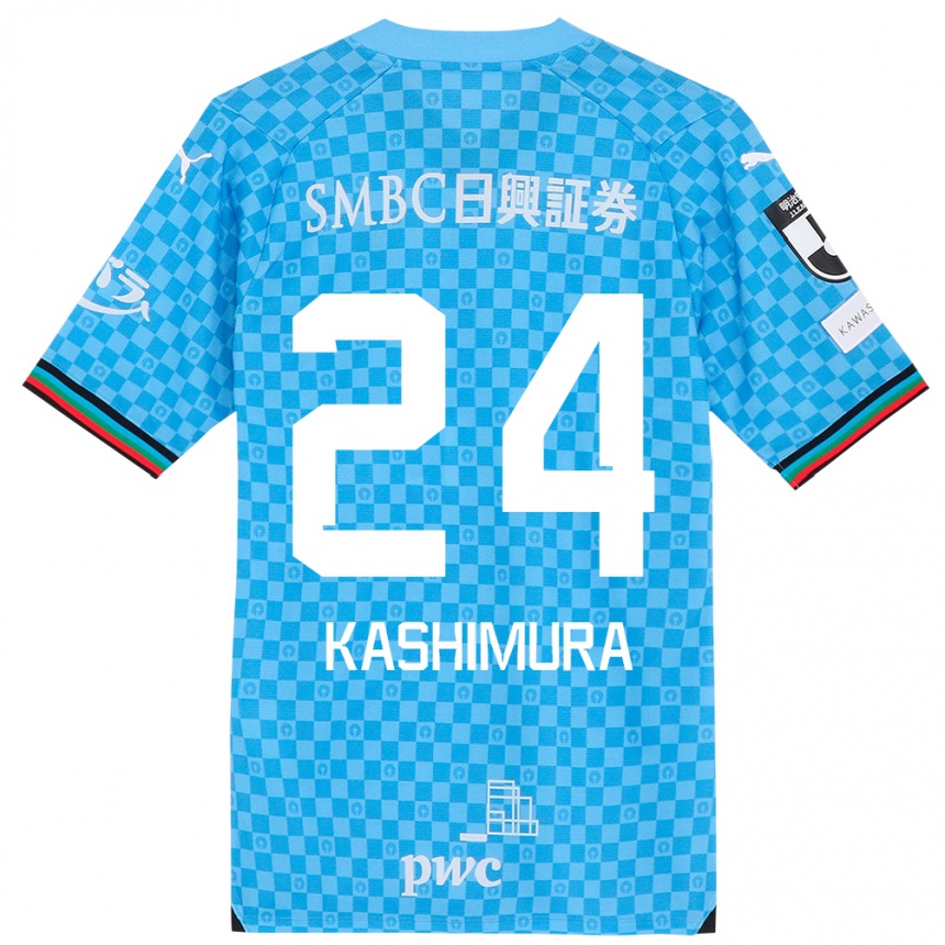 Kinder Fußball Ryota Kashimura #24 Azurblau Heimtrikot Trikot 2024/25 T-Shirt Luxemburg