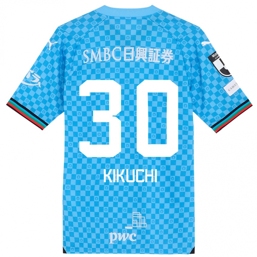 Kinder Fußball Kyo Kikuchi #30 Azurblau Heimtrikot Trikot 2024/25 T-Shirt Luxemburg