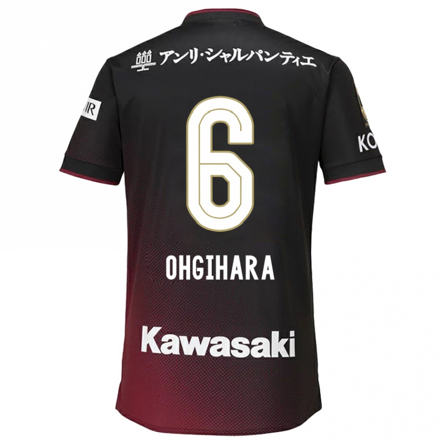 Kinder Fußball Takahiro Ogihara #6 Schwarz Rot Heimtrikot Trikot 2024/25 T-Shirt Luxemburg