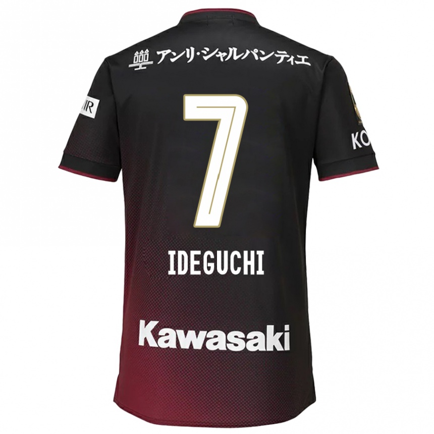 Kinder Fußball Yosuke Ideguchi #7 Schwarz Rot Heimtrikot Trikot 2024/25 T-Shirt Luxemburg