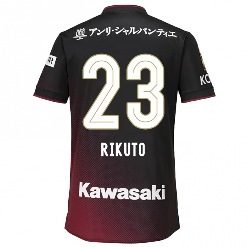 Kinder Fußball Rikuto Hirose #23 Schwarz Rot Heimtrikot Trikot 2024/25 T-Shirt Luxemburg