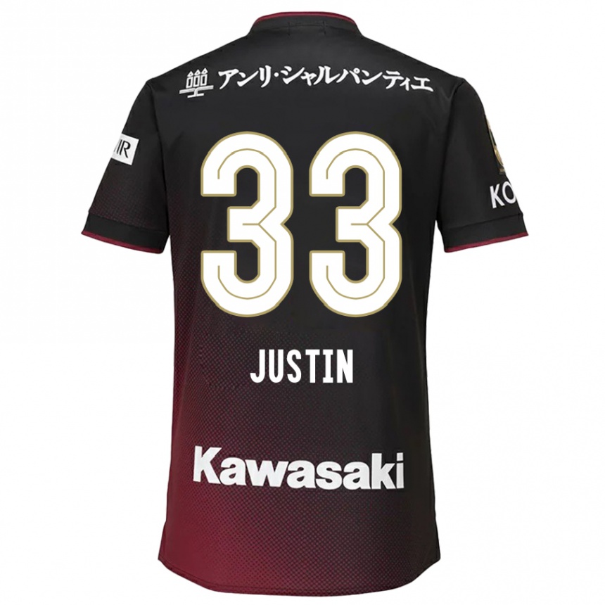 Kinder Fußball Justin Homma #33 Schwarz Rot Heimtrikot Trikot 2024/25 T-Shirt Luxemburg