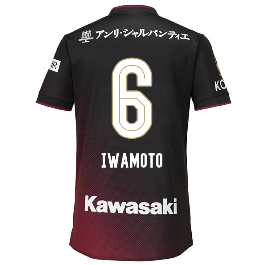 Kinder Fußball Yuan Iwamoto #6 Schwarz Rot Heimtrikot Trikot 2024/25 T-Shirt Luxemburg