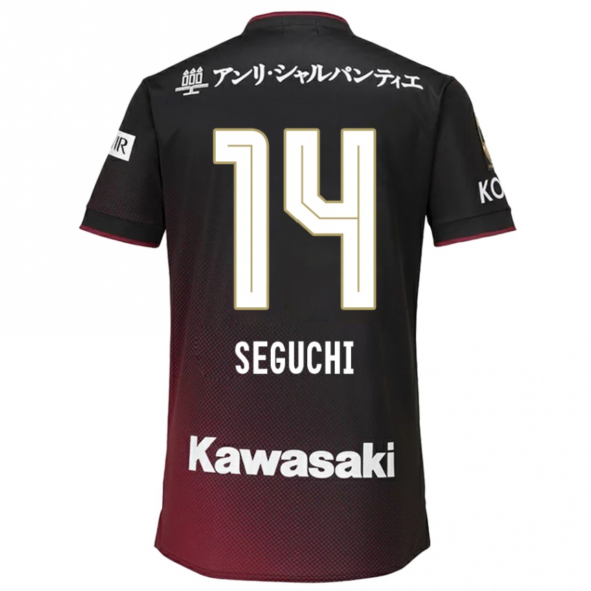 Kinder Fußball Taiga Seguchi #14 Schwarz Rot Heimtrikot Trikot 2024/25 T-Shirt Luxemburg