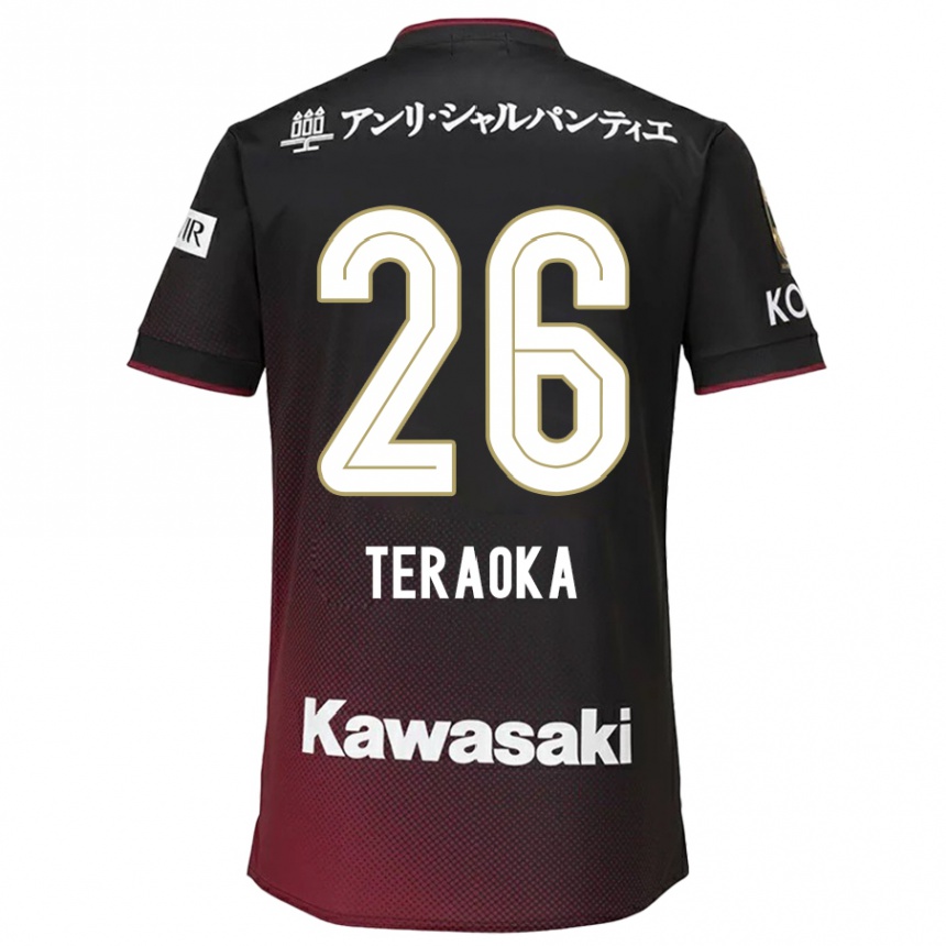 Kinder Fußball Yuma Teraoka #26 Schwarz Rot Heimtrikot Trikot 2024/25 T-Shirt Luxemburg