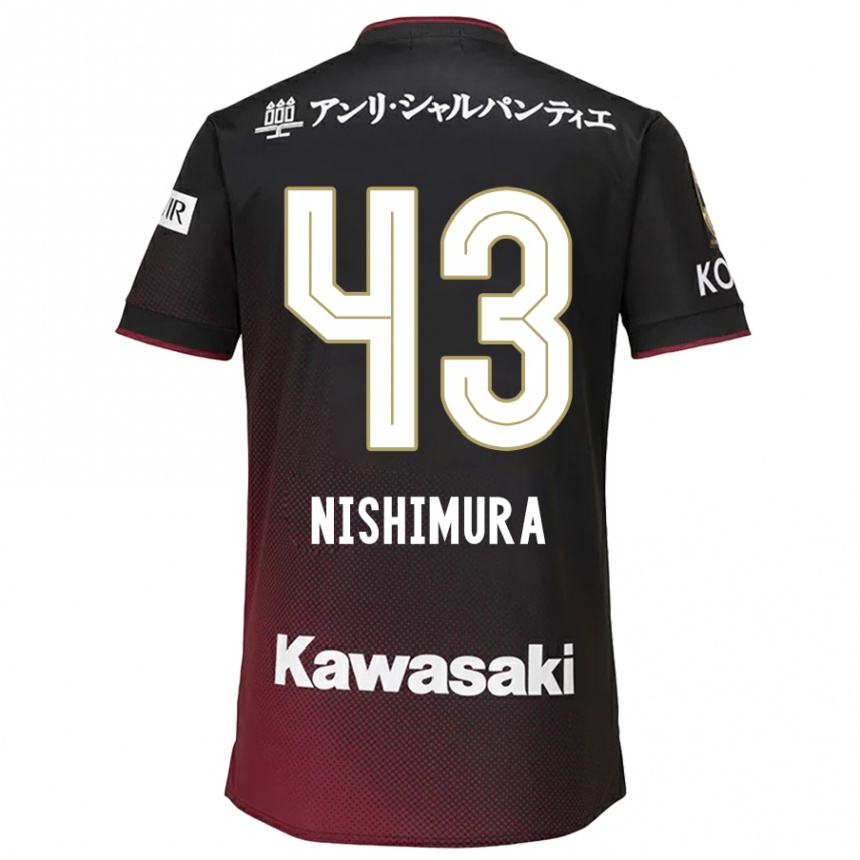 Kinder Fußball Nagi Nishimura #43 Schwarz Rot Heimtrikot Trikot 2024/25 T-Shirt Luxemburg