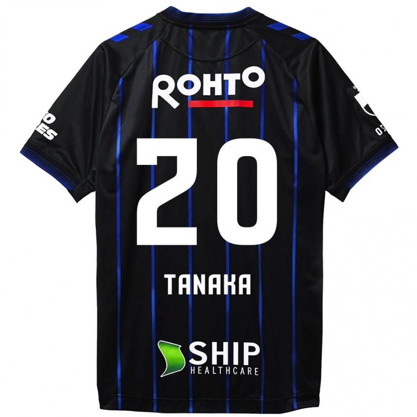 Kinder Fußball Hyoga Tanaka #20 Schwarz Blau Heimtrikot Trikot 2024/25 T-Shirt Luxemburg