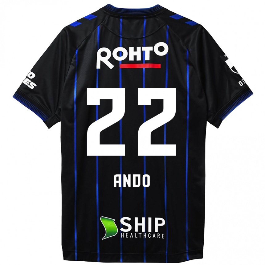 Kinder Fußball Rikuto Ando #22 Schwarz Blau Heimtrikot Trikot 2024/25 T-Shirt Luxemburg