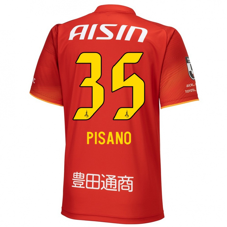 Kinder Fußball Alexandre Pisano #35 Rot Weiß Gelb Heimtrikot Trikot 2024/25 T-Shirt Luxemburg