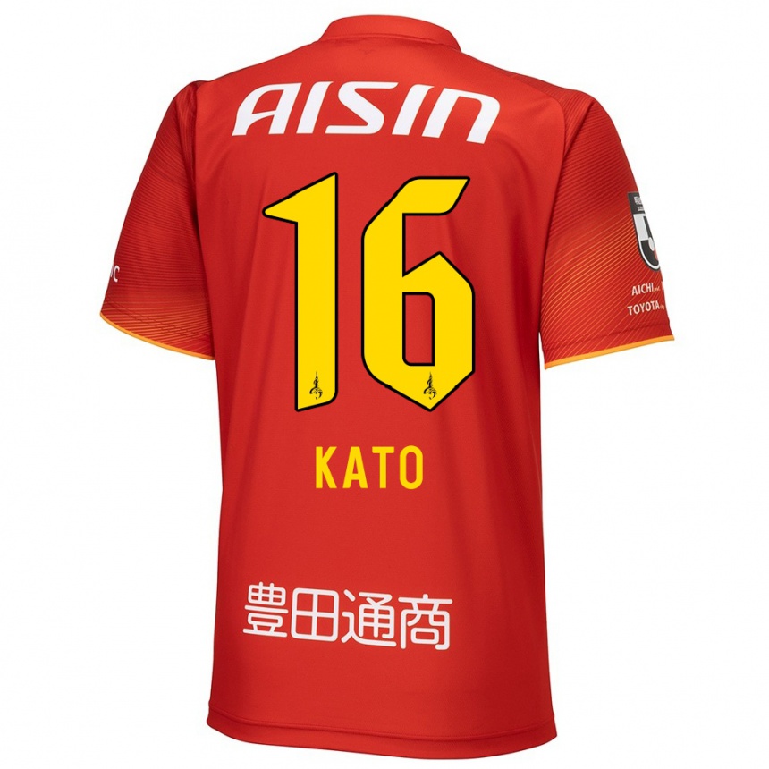 Kinder Fußball Naotaro Kato #16 Rot Weiß Gelb Heimtrikot Trikot 2024/25 T-Shirt Luxemburg