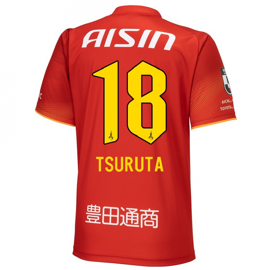 Kinder Fußball Shu Tsuruta #18 Rot Weiß Gelb Heimtrikot Trikot 2024/25 T-Shirt Luxemburg