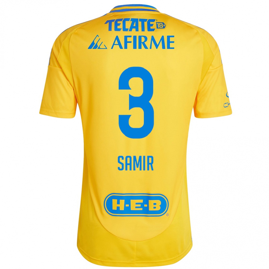 Kinder Fußball Samir Caetano #3 Goldgelb Heimtrikot Trikot 2024/25 T-Shirt Luxemburg