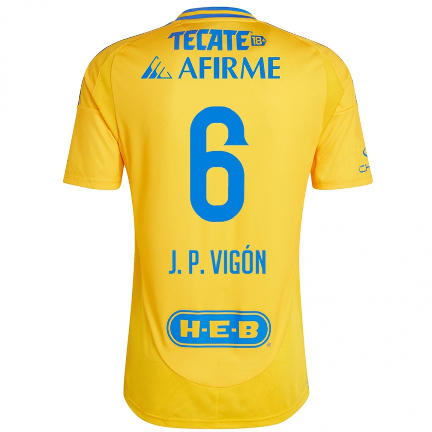 Kinder Fußball Juan Pablo Vigón #6 Goldgelb Heimtrikot Trikot 2024/25 T-Shirt Luxemburg