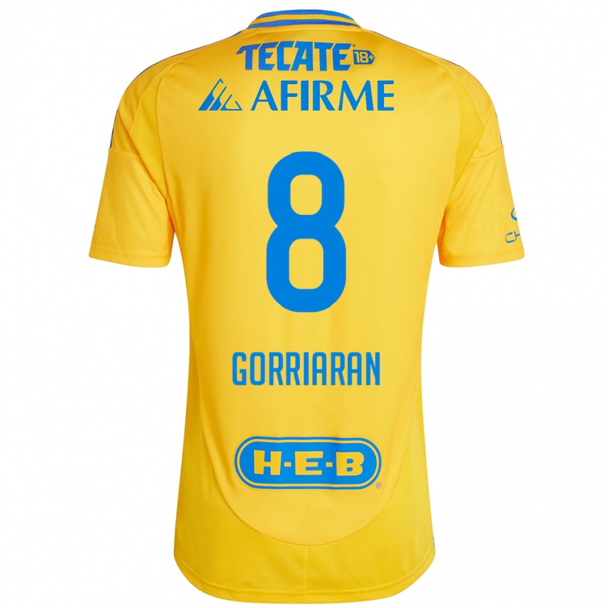 Kinder Fußball Fernando Gorriarán #8 Goldgelb Heimtrikot Trikot 2024/25 T-Shirt Luxemburg