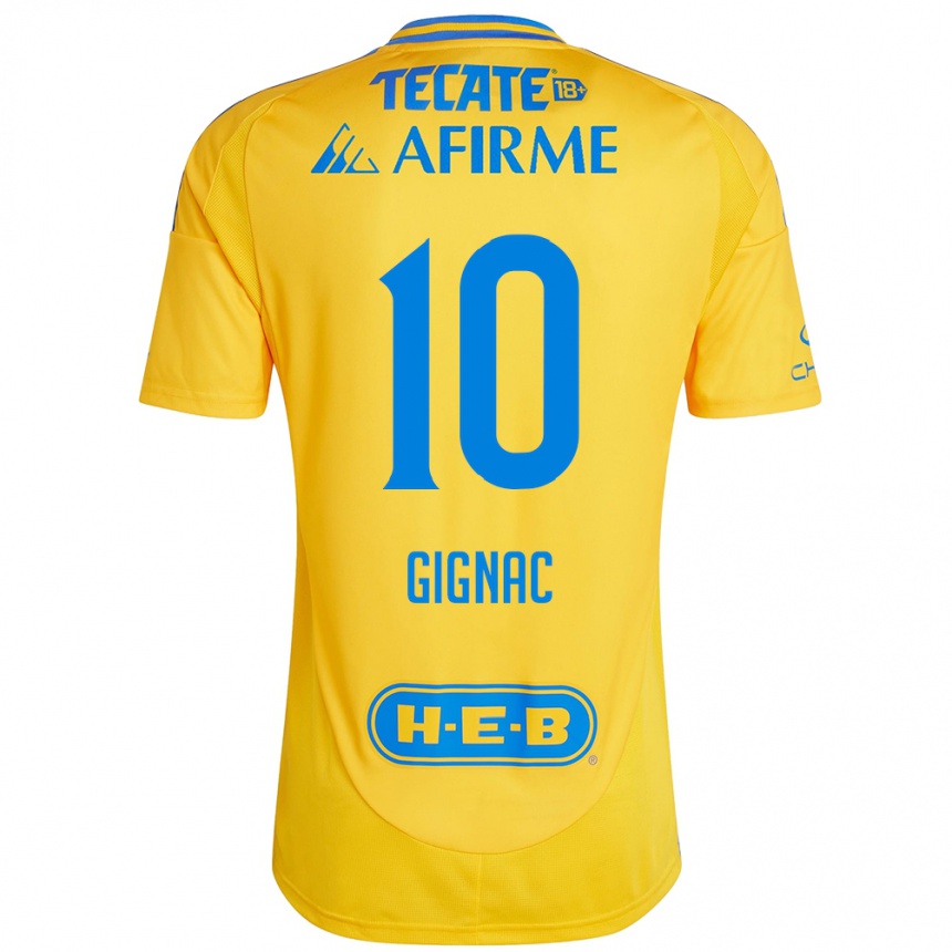 Kinder Fußball André-Pierre Gignac #10 Goldgelb Heimtrikot Trikot 2024/25 T-Shirt Luxemburg