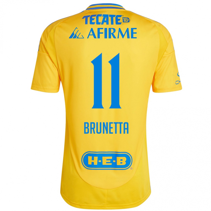 Kinder Fußball Juan Brunetta #11 Goldgelb Heimtrikot Trikot 2024/25 T-Shirt Luxemburg