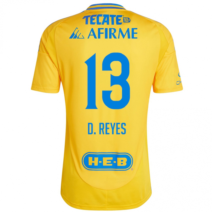 Kinder Fußball Diego Reyes #13 Goldgelb Heimtrikot Trikot 2024/25 T-Shirt Luxemburg