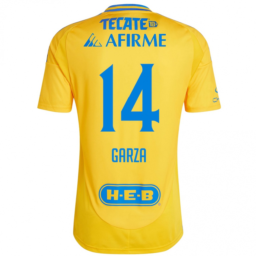 Kinder Fußball Jesús Garza #14 Goldgelb Heimtrikot Trikot 2024/25 T-Shirt Luxemburg