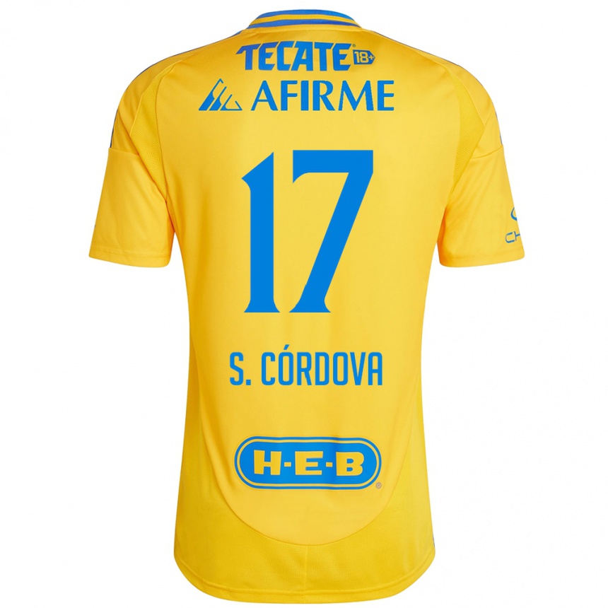 Kinder Fußball Sebastián Córdova #17 Goldgelb Heimtrikot Trikot 2024/25 T-Shirt Luxemburg