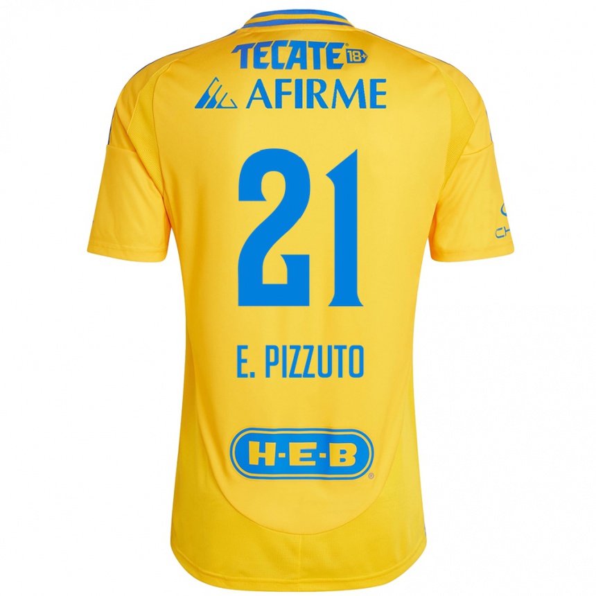 Kinder Fußball Eugenio Pizzuto #21 Goldgelb Heimtrikot Trikot 2024/25 T-Shirt Luxemburg