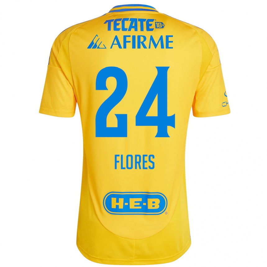 Kinder Fußball Marcelo Flores #24 Goldgelb Heimtrikot Trikot 2024/25 T-Shirt Luxemburg