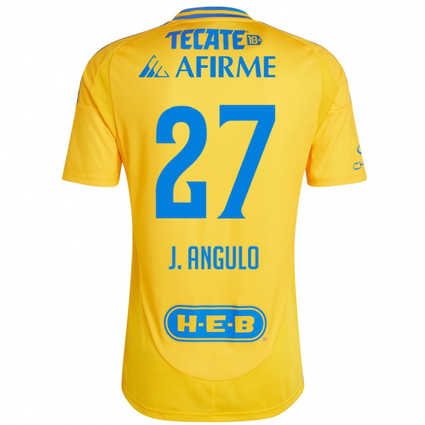 Kinder Fußball Jesús Angulo #27 Goldgelb Heimtrikot Trikot 2024/25 T-Shirt Luxemburg