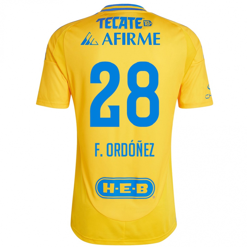 Kinder Fußball Fernando Ordóñez #28 Goldgelb Heimtrikot Trikot 2024/25 T-Shirt Luxemburg